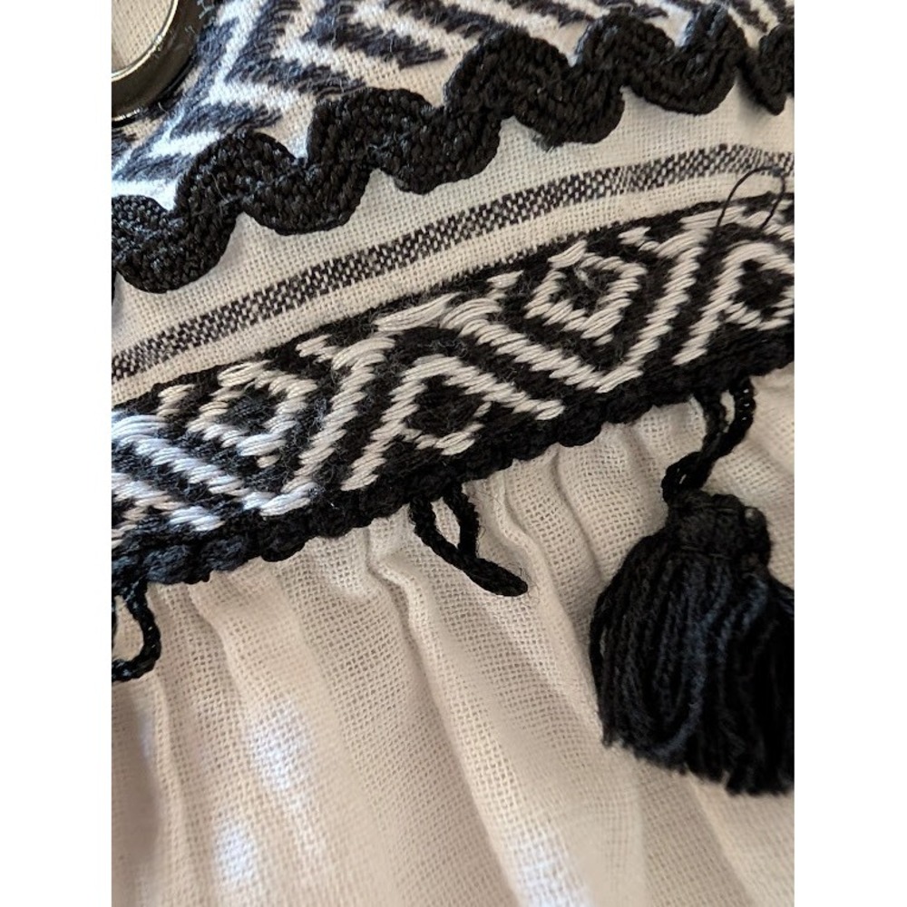 DODO Bar Or White Black Embroidered Tassel Mirror Maxi Dress Womens S Cotton - Picture 6 of 9